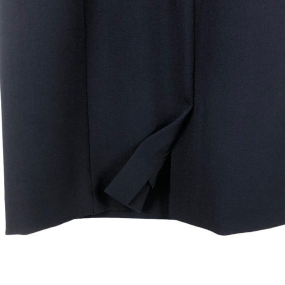 Tahari ASL Navy Asymmetric Collared Sheath Dress 6 - Picture 9 of 16